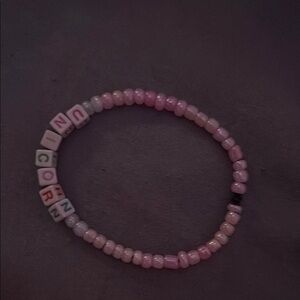 Pink Beaded Bracelet with Letter Beads